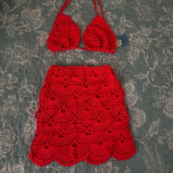 Red Crochet Bikini Set - Picture 2 of 2